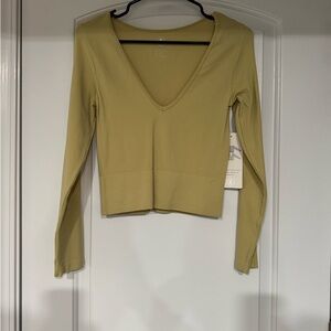 New Aura Deep V-Neck Long Sleeve Top